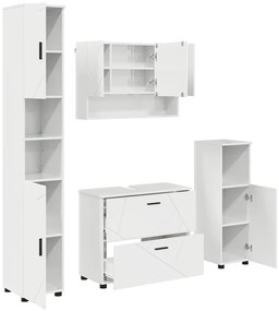 Fürdőszoba bútor szett 4 pcs Magasfényű fehér 30 x 35 x 192 cm