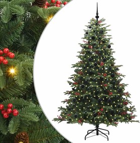 vidaXL Mű karácsonyfa 300 LED-del Zöld 210 cm PVC és Fém és Műanyag