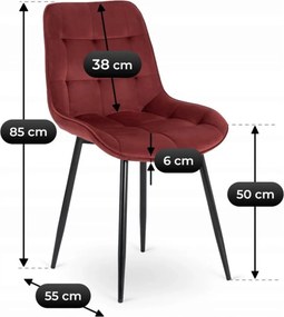 Krzesło CHRIS Bordowe Welurowe