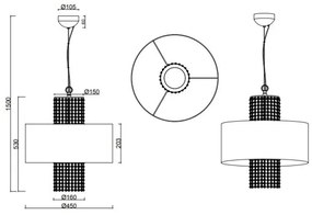 Reality - Csillár zsinóron KING 3xE14/28W/230V ezüst