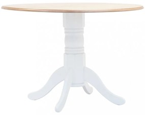 fehér és barna tömör gumifa étkezőasztal 106 cm