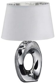 Taba fehér-ezüstszínű kerámia-szövet asztali lámpa, magasság 33 cm - Trio