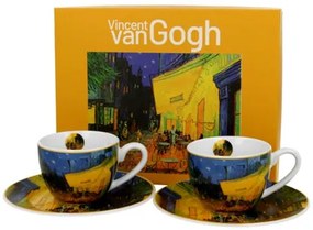 Porceláncsésze+alj, 110ml, 2 személyes, dobozban, Van Gogh: Kávéház éjjel