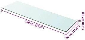 2 db átlátszó üveg paneles polc 100 x 30 cm