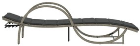 világosszürke polyrattan napozóágy párnával 60x199x42 cm