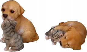 Dekoratív figura kutyus cicával, állatok