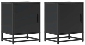 Éjjeliszekrények 2 db Fekete 40x31x50 cm Méretezett fa és fém
