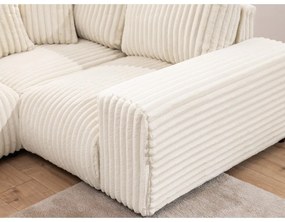 Krémszínű kordbársony sarokkanapé (jobb oldali-U alakú) Justin – Ropez