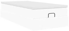 Ottomán ágykeret matraccal Fehér 90x200cm műbőrrel