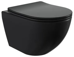 Wc soft close ĂŒlĆkĂ©vel felakaszthatĂł SAT Fusion fekete matt felĂŒlettel hĂĄtsĂł kifolyĂĄssal SATFUS010RTORPBKM