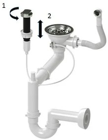 Laneo V575-44C Gránit Mosogató + Csap + Dugóemelő (fekete)