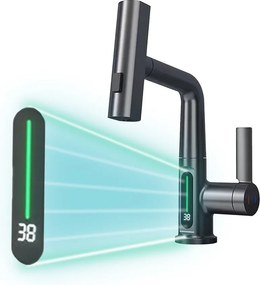 Leziter Mara ZS-7020-GR mosogató csaptelep multifunkciós fejjel digitális kijelzővel szürke