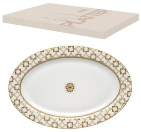 Porcelán asztali ovális kínáló tál Decó Pozzi Milano