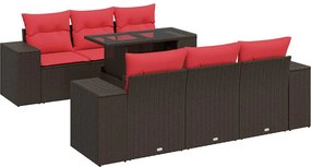 vidaXL 7 részes barna polyrattan akácfa kerti ülőgarnitúra párnákkal