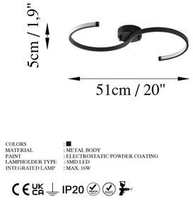 Fekete LED mennyezeti lámpa 25x10 cm Es – Opviq lights