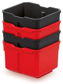 4 db-os tárolódoboz (doboz) II, fekete / piros készlet