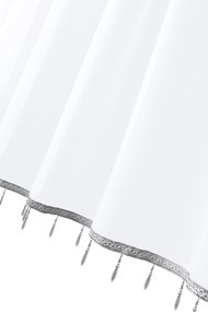 Kész függöny fátyol díszes szürke szalaggal, gyöngyökkel 500x120 cm