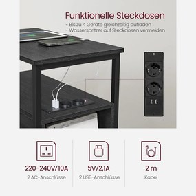 Éjjeliszekrény elosztóval és usb porttal, kis asztal 2 fiókkal, antracitszürke