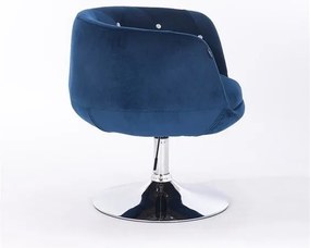 HR333N Tengerkék velur modern szék krómozott lábbal