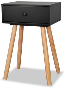 2 db fekete, tömör fenyőfa éjjeliszekrény 40 x 30 x 61 cm
