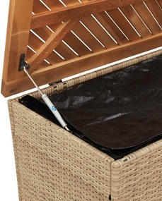 vidaXL bézs polyrattan és akácfa kerti tárolóláda 220 x 50 x 54 cm