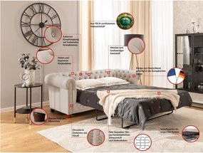 Bézs bársony kinyitható kanapé 203 cm York Blik – Ropez