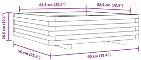 viaszbarna tömör fenyőfa kerti virágláda 90 x 90 x 26,5 cm