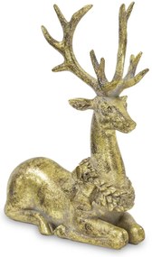 Karácsonyi Antique design Szarvas figura, műanyag, arany, 22,5x19x9cm
