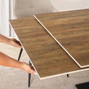 Bővíthető Étkezőasztal Sötét Tölgy/Fekete Színben. REX 160-220 cm