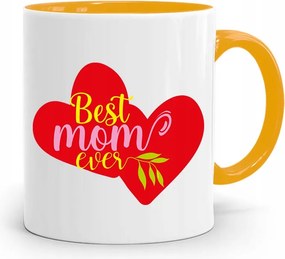 Sárga Bögre Ajándék Anyukáknak Best Mom fényképes nyomattal