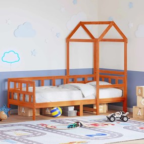 viaszbarna tömör fenyőfa kanapéágy tetővel 80 x 200 cm