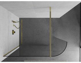 Mexen Kioto, lekerekített zuhanyparaván 100 x 200 cm, 8 mm átlátszó üveg, arany profil, 800-100-101-50-06