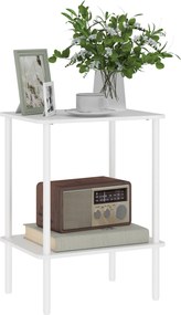 HOMCOM Négyzet alakú Kávézóasztal 2 Szintes, Fémkeretes Kisegítő Asztal 40cm x 30cm x 52.2cm Fehér | Aosom