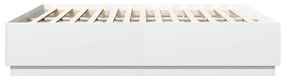 fehér szerelt fa ágykeret LED-del 200 x 200 cm