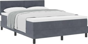 vidaXL Boxrugós ágy matracmal Sötétszürke 140 x 190 cm Bársony