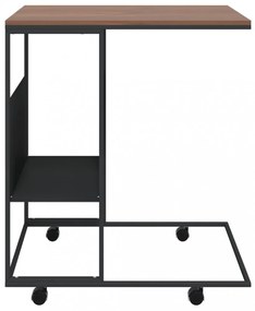 fekete szerelt fa kisasztal kerekekkel 55x36x63,5 cm