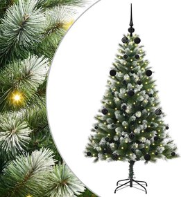 vidaXL Műanyag csuklós karácsonyfa bolyhos hóval Zöld és fehér 150 cm