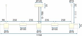 MORETTI MO07008 CLEON Arany Színű Függeszték 24W LED 3000K 2500LM IP20