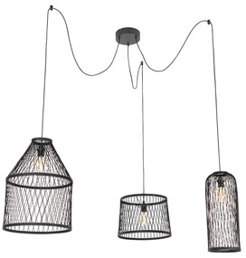 Okos kültéri lógólámpa fekete rattan 3 lámpás LED-del - Calamus