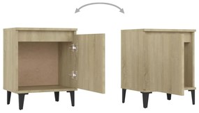 sonoma tölgy színű éjjeliszekrények fém lábbal 40 x 30 x 50 cm