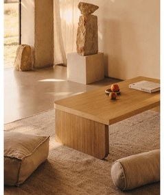 Natúr színű dohányzóasztal tölgyfa dekorral 75x140 cm Oaq – Kave Home