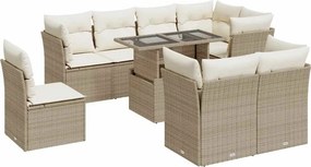 vidaXL 9 részes bézs polyrattan kerti ülőgarnitúra párnákkal