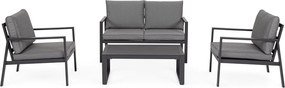 Antracitszürke alumínium négyszemélyes kerti lounge szett Hilde – Bizzotto