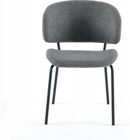 Szürke kárpitozott szék nappali étkezőbe fekete fém lábakkal