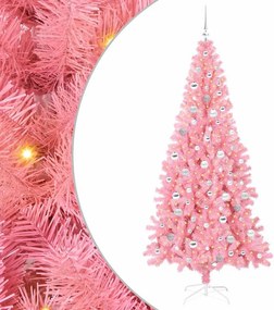 vidaXL Karácsonyfa 300 LED-del állvánnyal Rózsaszín 210 cm PVC