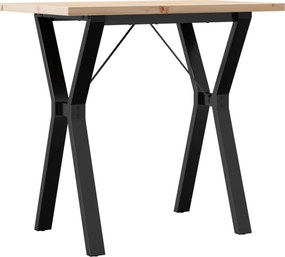 vidaXL tömör fenyőfa és acél étkezőasztal Y-vázzal 80x50x75,5 cm