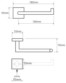 SAPHO XQ702 X-Square WC-papír tartó fedő nélkül,18 x 5,5 x 7 cm, ezüst