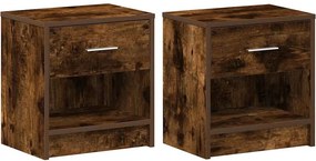 vidaXL 2 db füstös tölgy színű éjjeliszekrény fiókkal 39x28x41 cm
