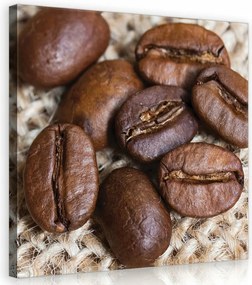 Vászonkép 80x80 Kávébab makro közelkép textúra barna hangulatos reggel
