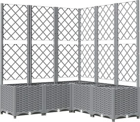 vidaXL világosszürke PP rácsos kerti ültetőláda 120 x 120 x 136 cm